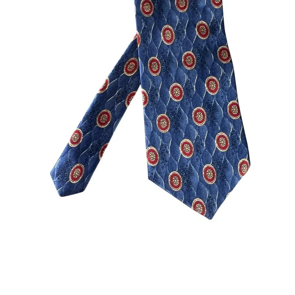 VTG Biella Premier Edition Mens Tie Silk Medallion Geometric Classic USA 90s